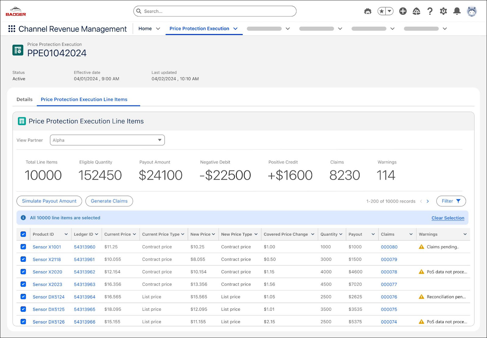 Price protection page.