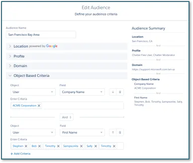 Set up Audience Targeting in Salesforce