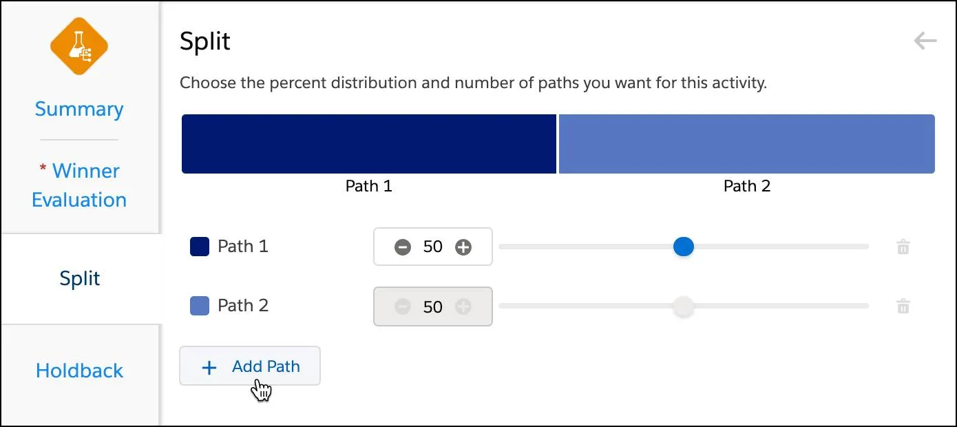 Split screen with + Add Path button selected.