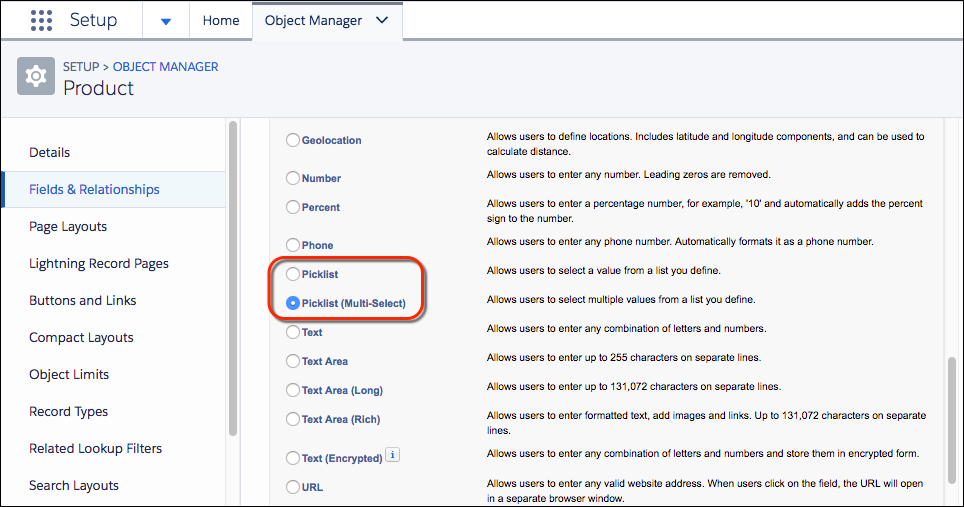 Create custom field with multi-select options to use with Forms