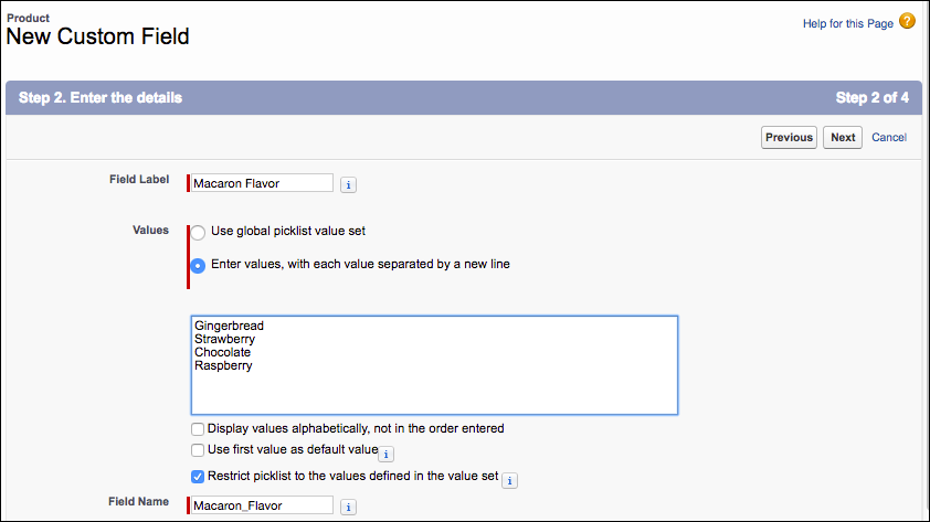 Custom field values on separate lines