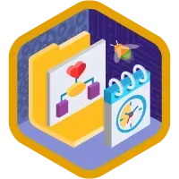 Screenless Flow Specialist superbadge icon.