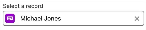 UI displays the value for the record ID as Michael Jones.