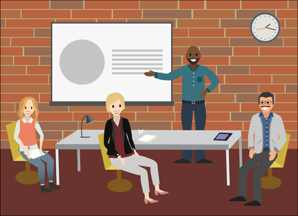Calvin and the Zephyrus team in a conference room