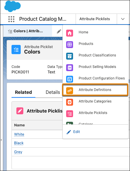 Product Catalog Management menu options.
