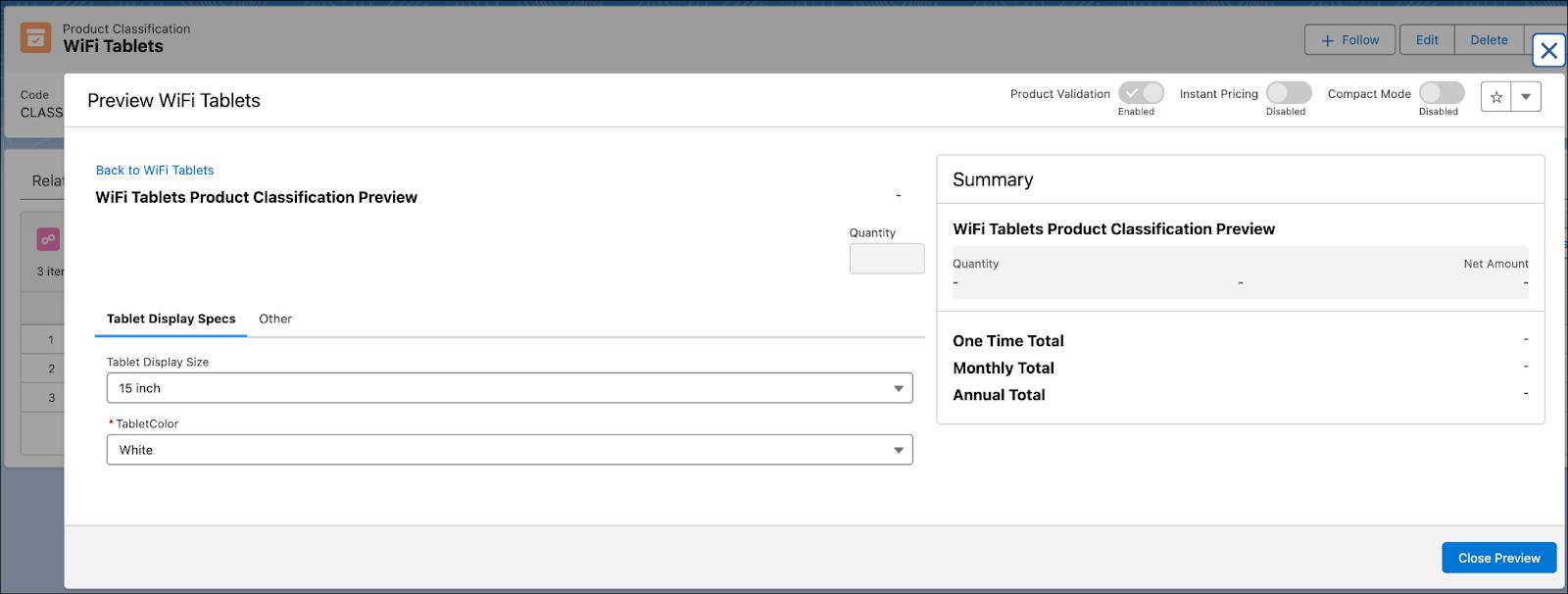 商品分類のプレビュー。