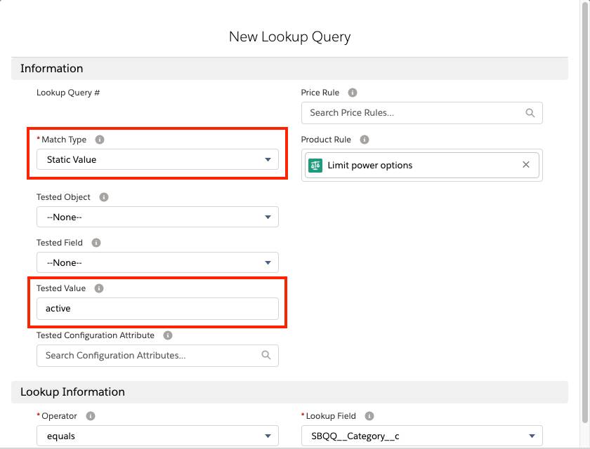 Lookup Query record using Static Value and Tested Value fields