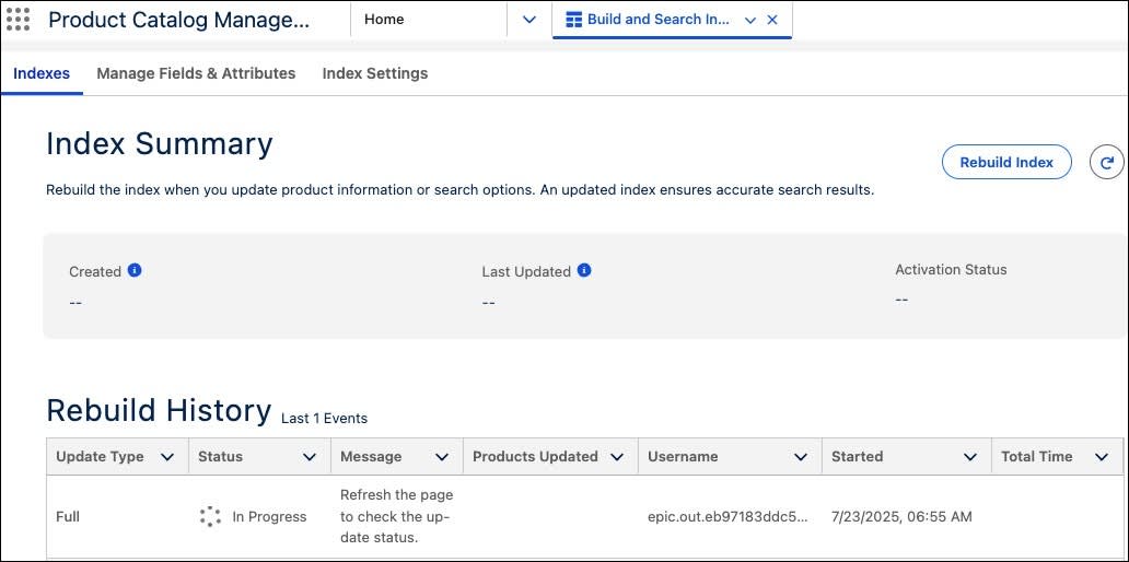 The Index Summary page.