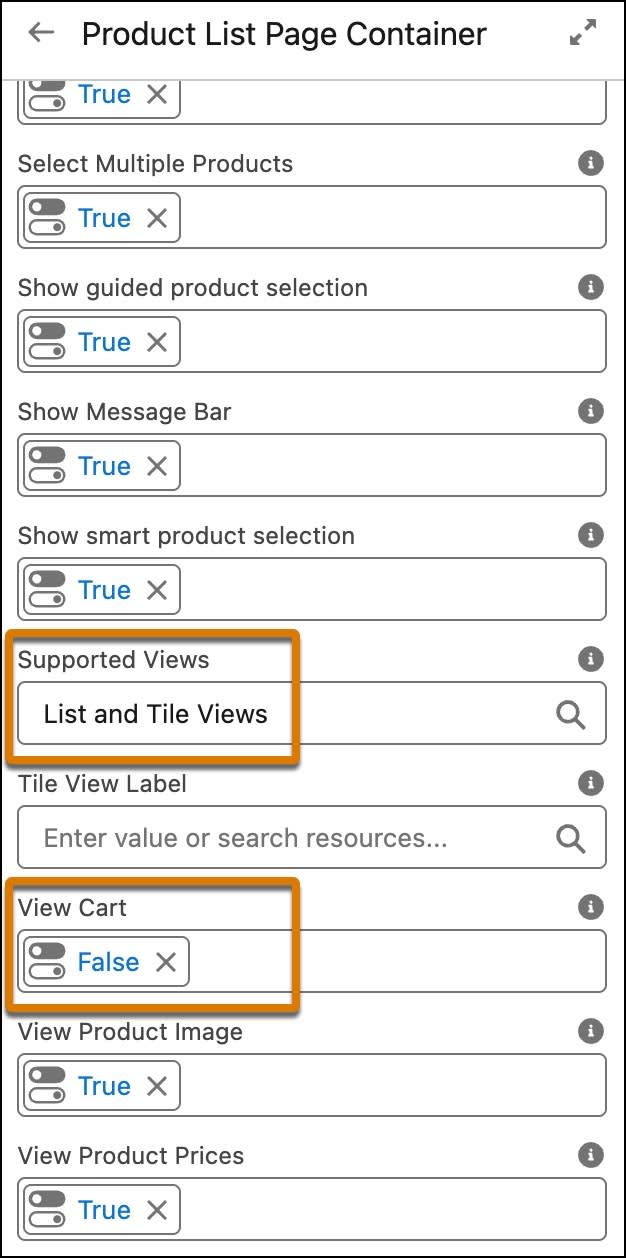 The Product list element with customized values.