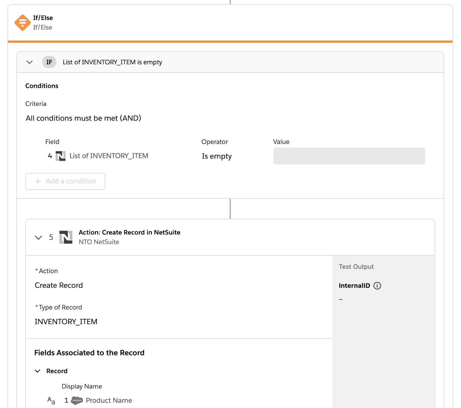 Tested flow showing If/Else block and no green check mark on step 5 within If branch.