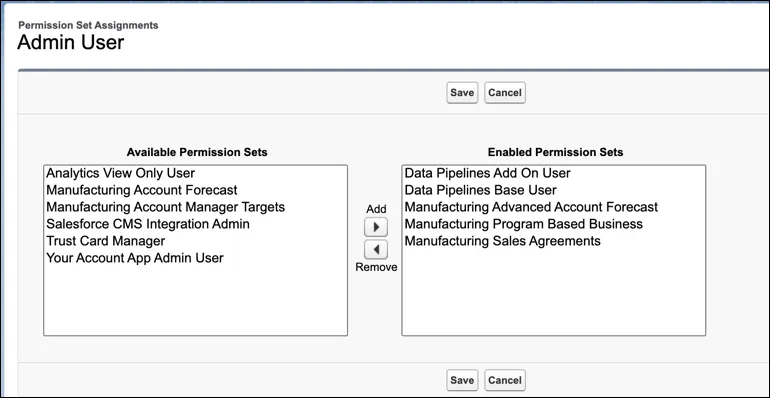 The permission sets required for a user to manage program-based business.