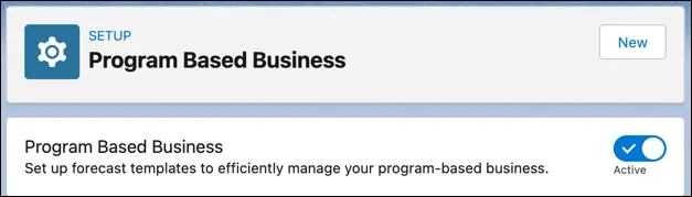 Program Based Business feature enabled in Setup.