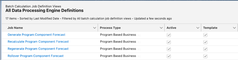 The four predefined Data Processing Engine definitions.