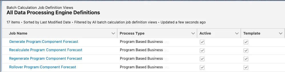 The four predefined Data Processing Engine definitions.