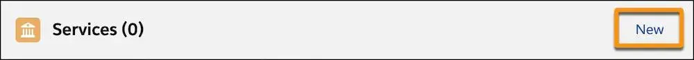 The New button on the Services related list