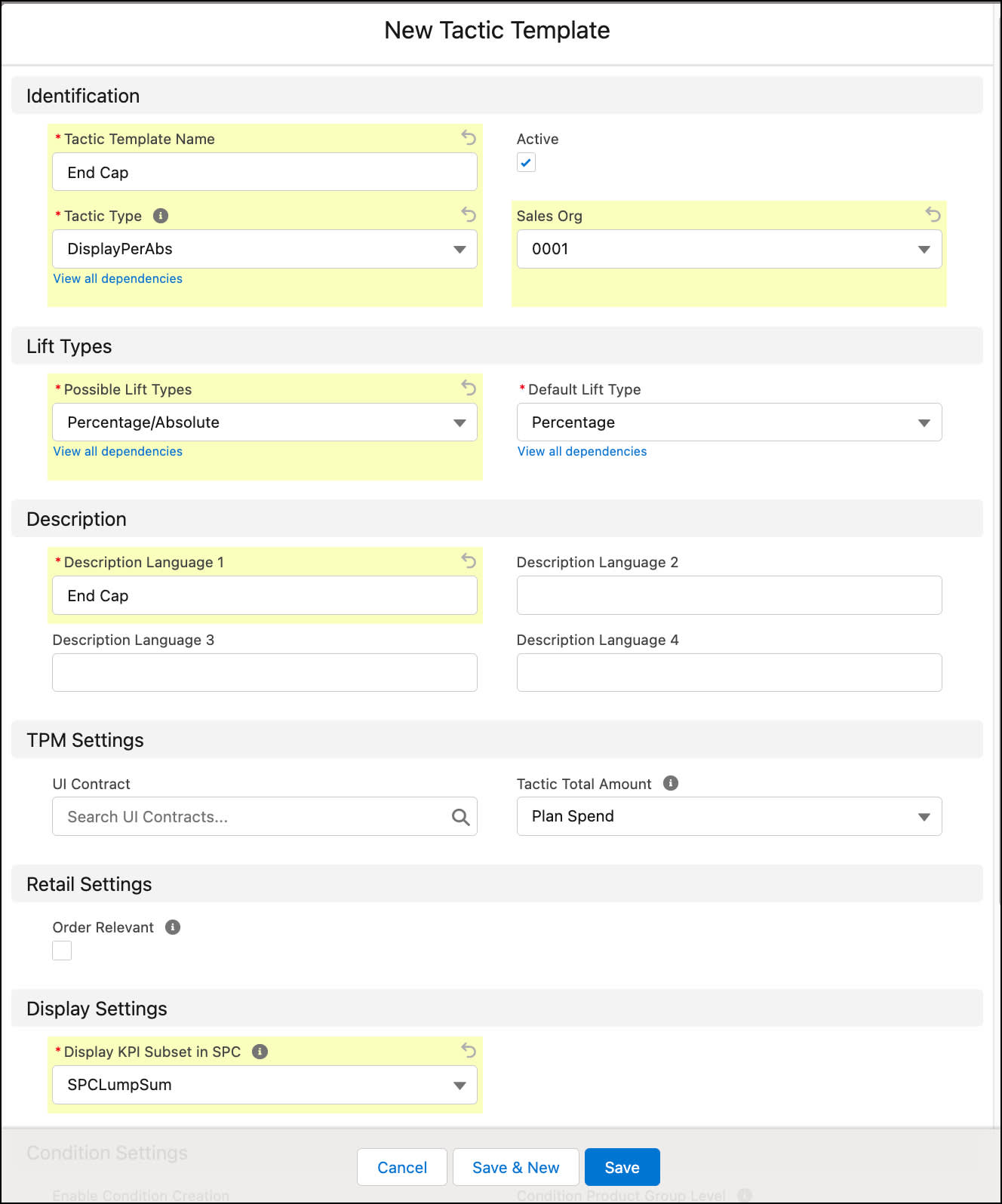 The New Tactic Template window showing the options to create a tactic template.