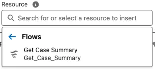 Resource picker selected with Flows option displayed.