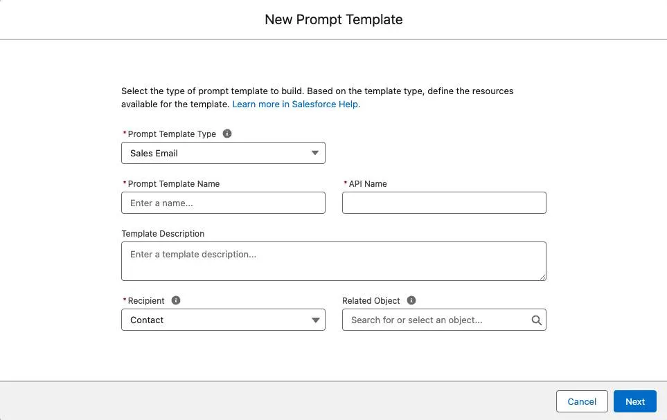 Template type setup.