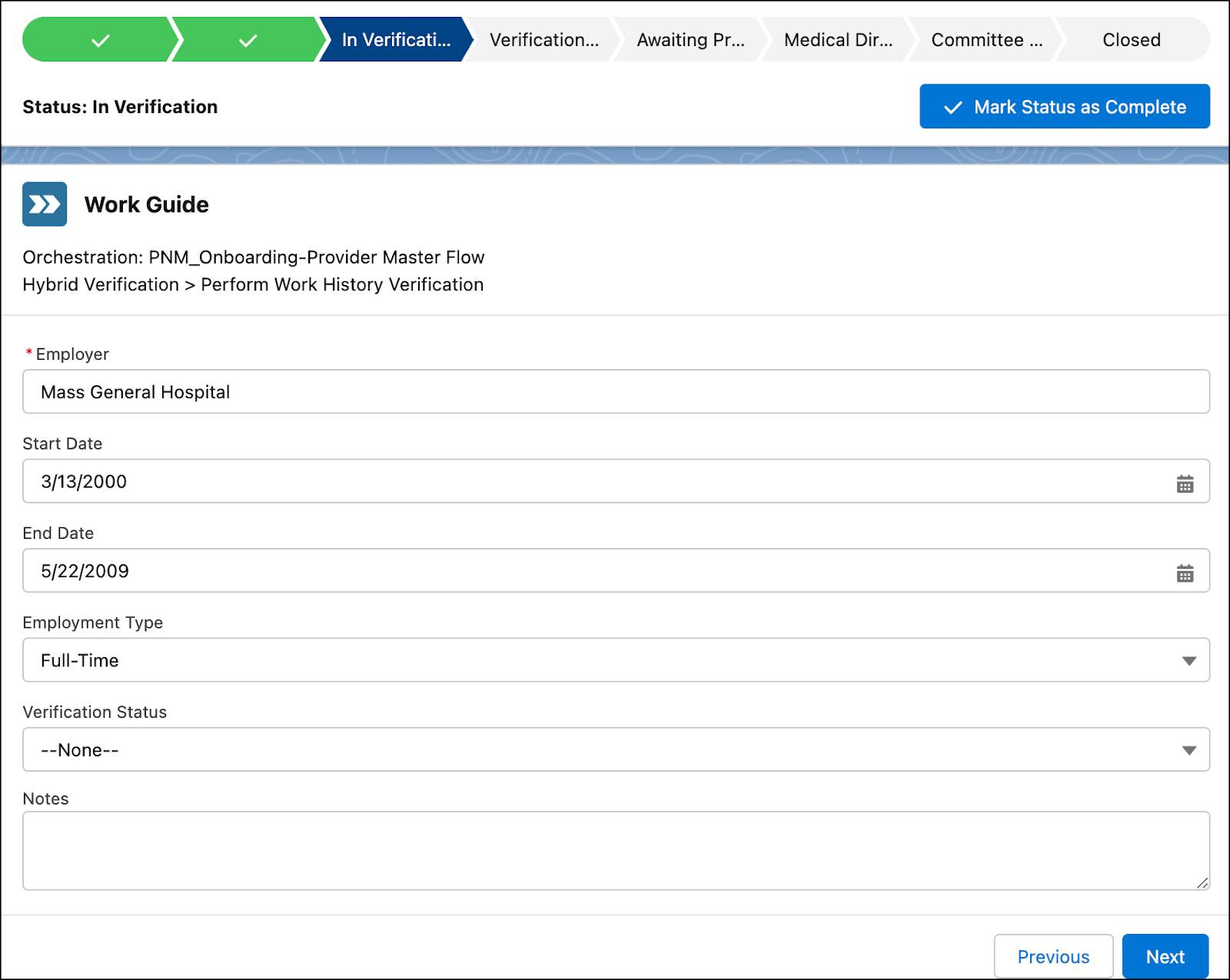  Work guide page for employer verification