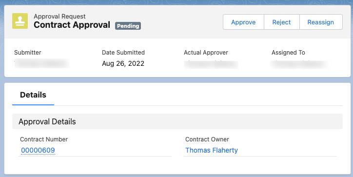  Contract Approval Request record