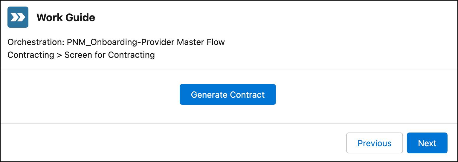  Work Guide step for generating a contract
