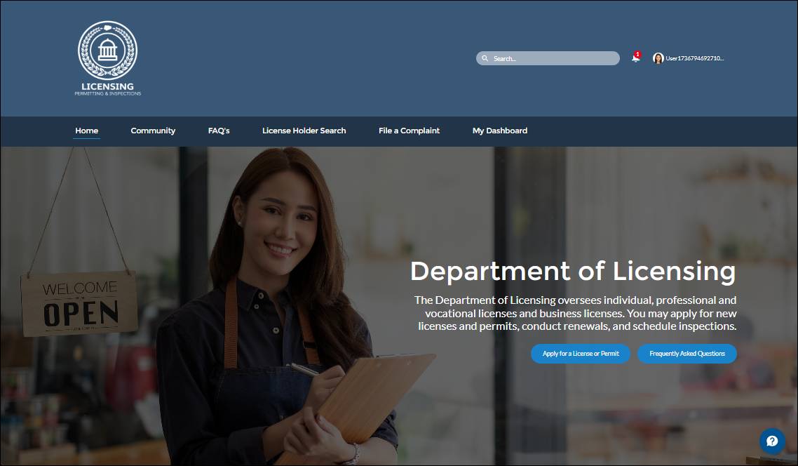 ライセンス部門の Web ポータル。