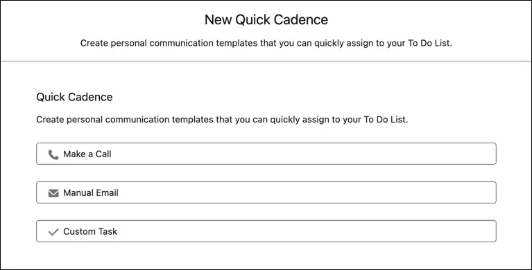[New Quick Cadence (新規クイックケイデンス)] ウィンドウ