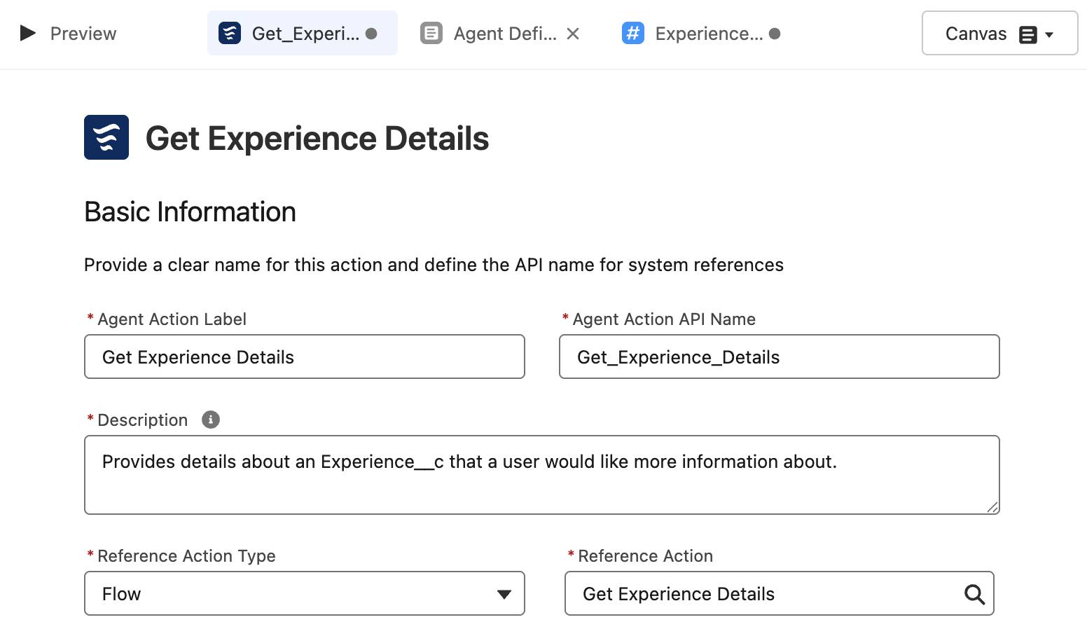 Reference Action Type and Reference Action selected.