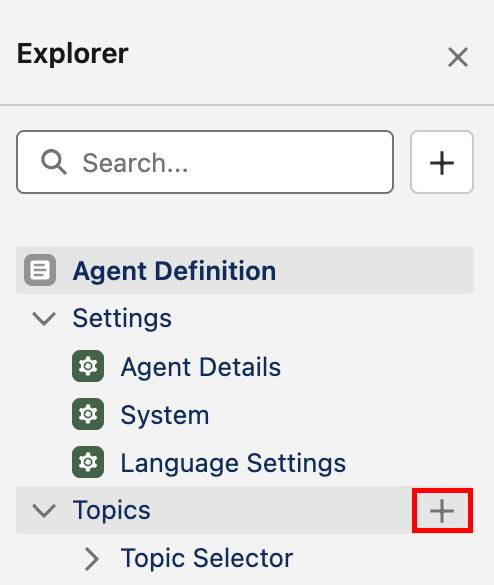 The Explorer panel showing the plus sign next to topics.
