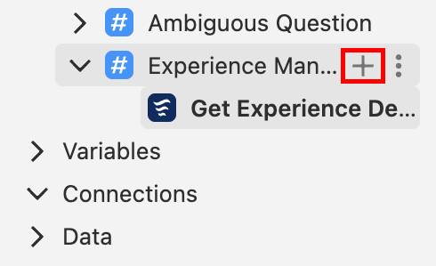 Plus sign next to Experience Management subagent highlighted.