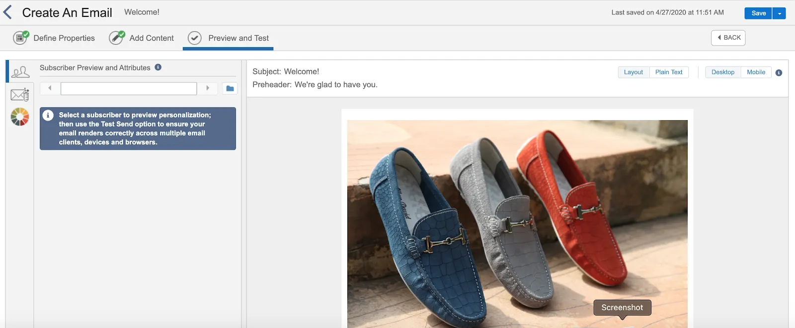 Email preview in Journey Builder