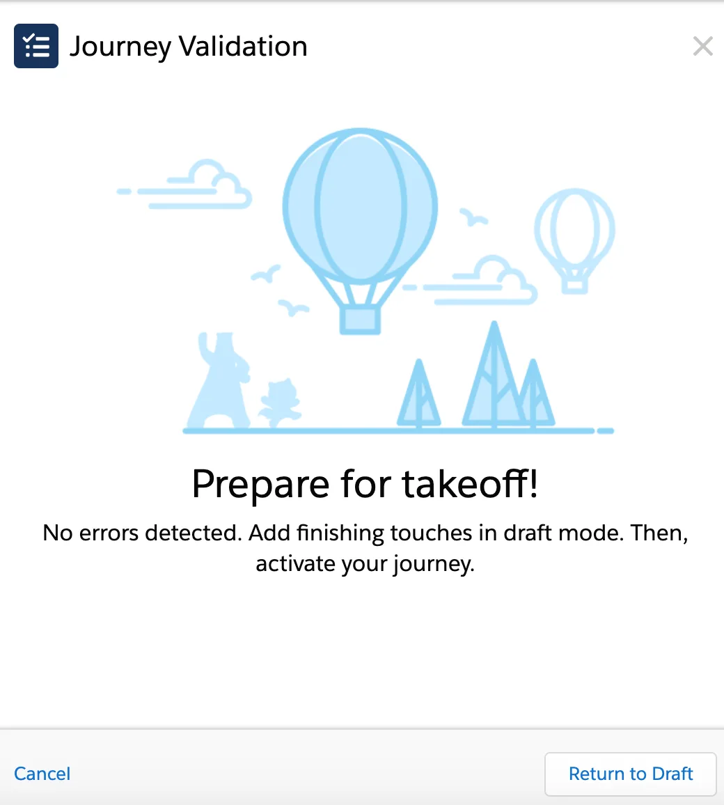 Journey Validation Screen in Journey Builder