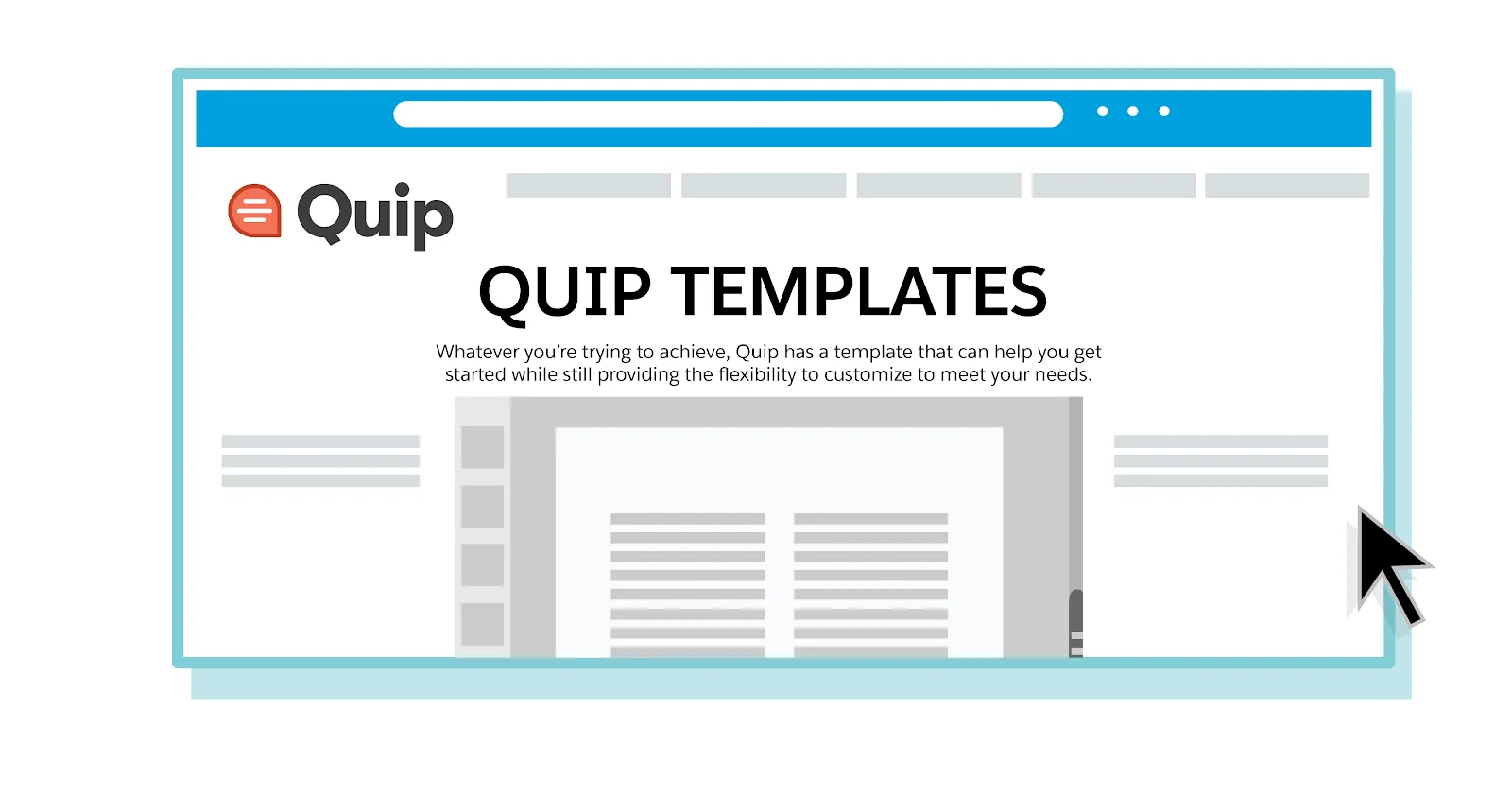 Screen grab showing Quip Template Library.