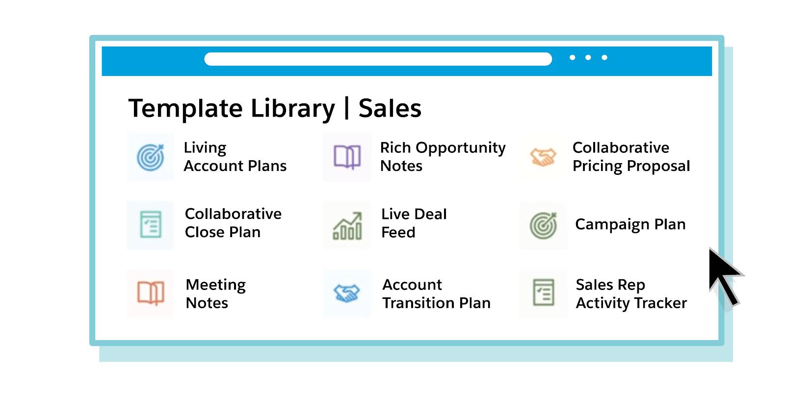 Captura de tela das opções de Vendas da biblioteca de modelos do Quip com o cursor sobre o Plano de campanha.