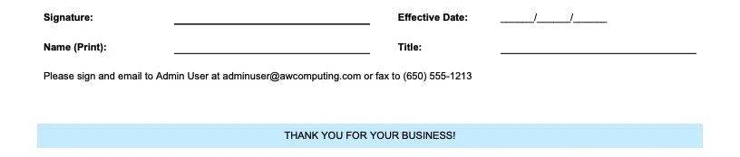 Portion of proposal showing signature-related lines.