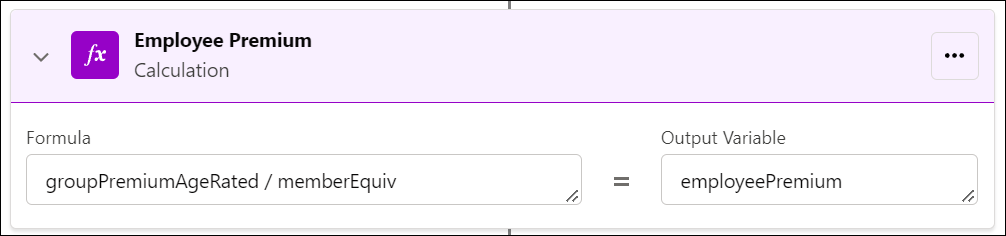 The Calculation element for Employee Premium.
