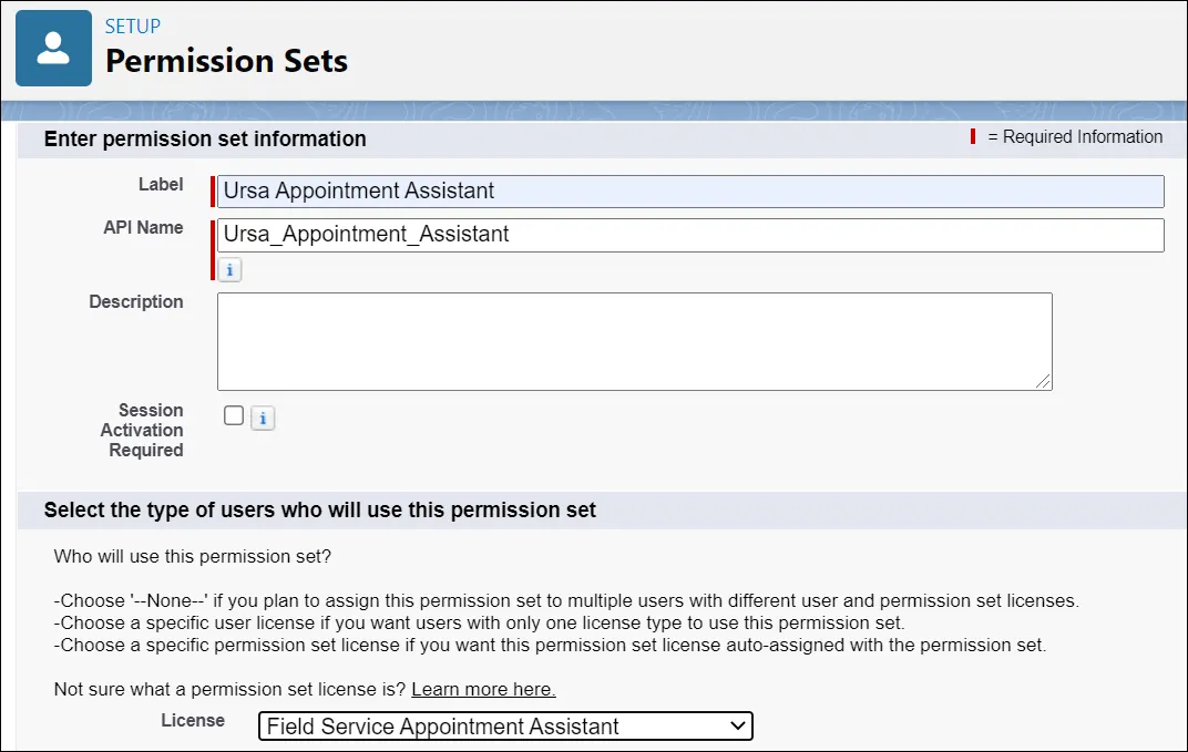 Permission Sets pane displaying Maria’s values