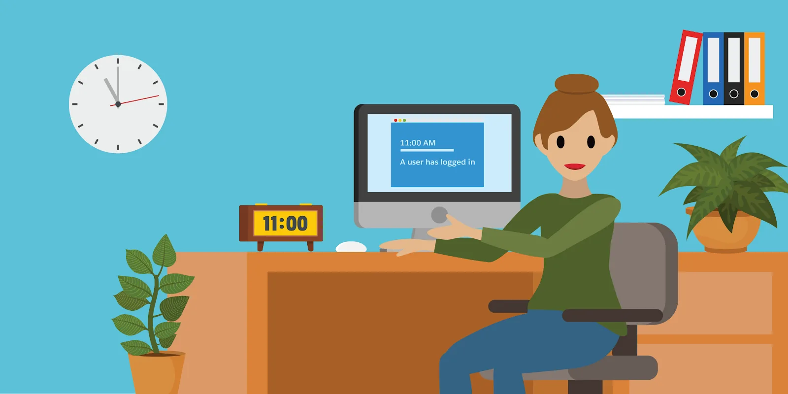 ユーザーが Salesforce システムにログインすると、通知がトリガーされ、システム管理者に「ユーザーがログインしました」という通知がリアルタイムで送信されます。