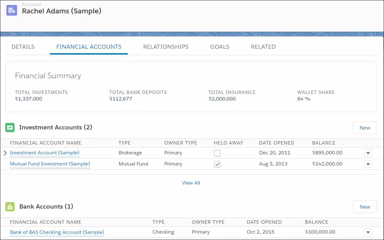 Rachel Adams’ financial accounts.