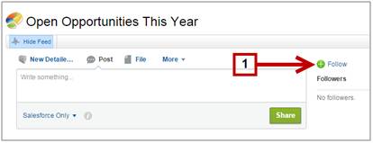 Adding a report or dashboard to a Chatter feed