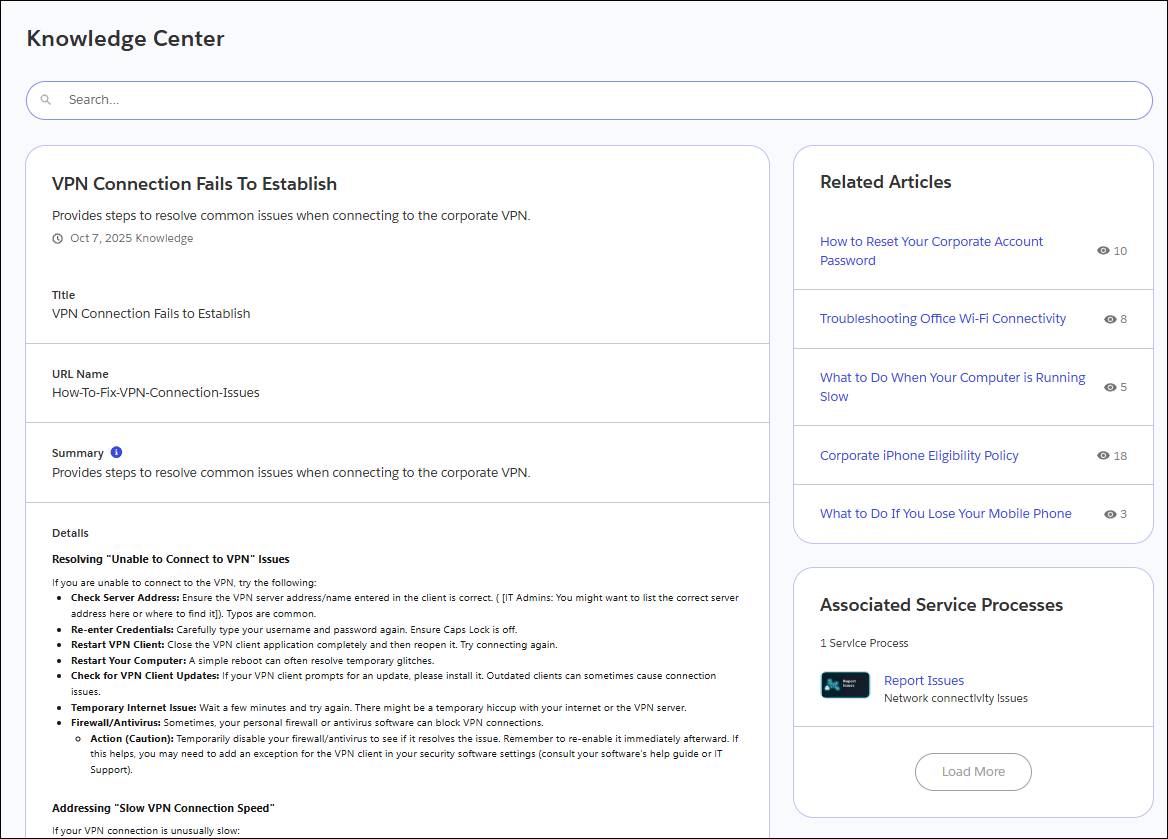 VPN Connection knowledge article.