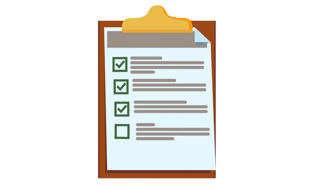 Checklist on a clipboard to show completion of actions.