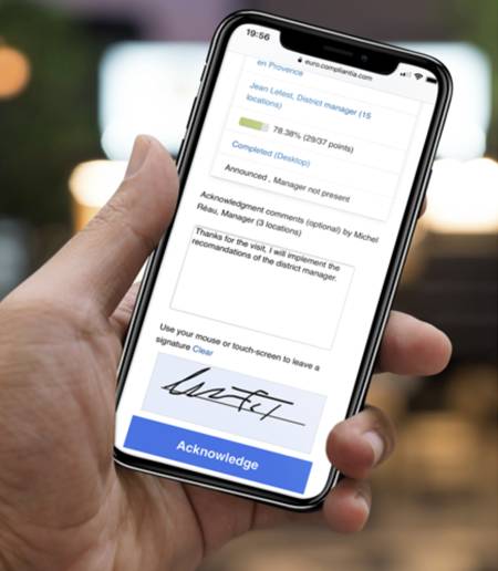An e-signature custom component within the mobile app.