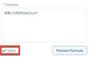 Formula editor with Valid highlighted.