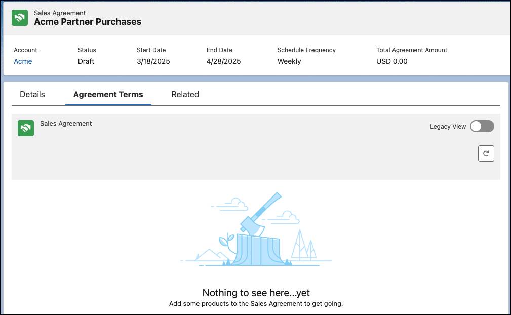 Agreement Terms tab.