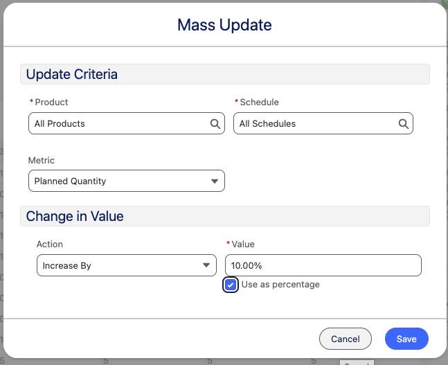 Mass update with update criteria.