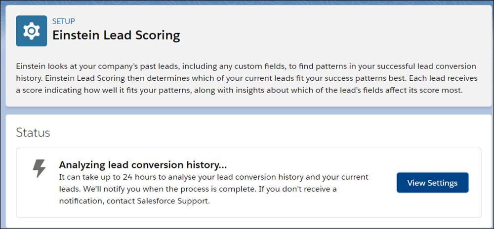 Lead Scoring setup status