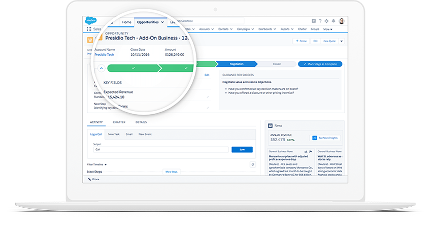 Sales Path guides reps through each step of the sales cycle.