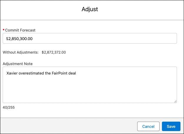 Example of making an adjustment to a forecast value.