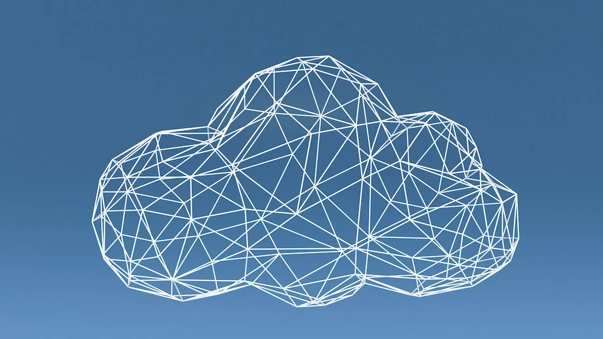 A cloud made up of interconnected wires representative of an interconnected sales tech stack based on cloud software.